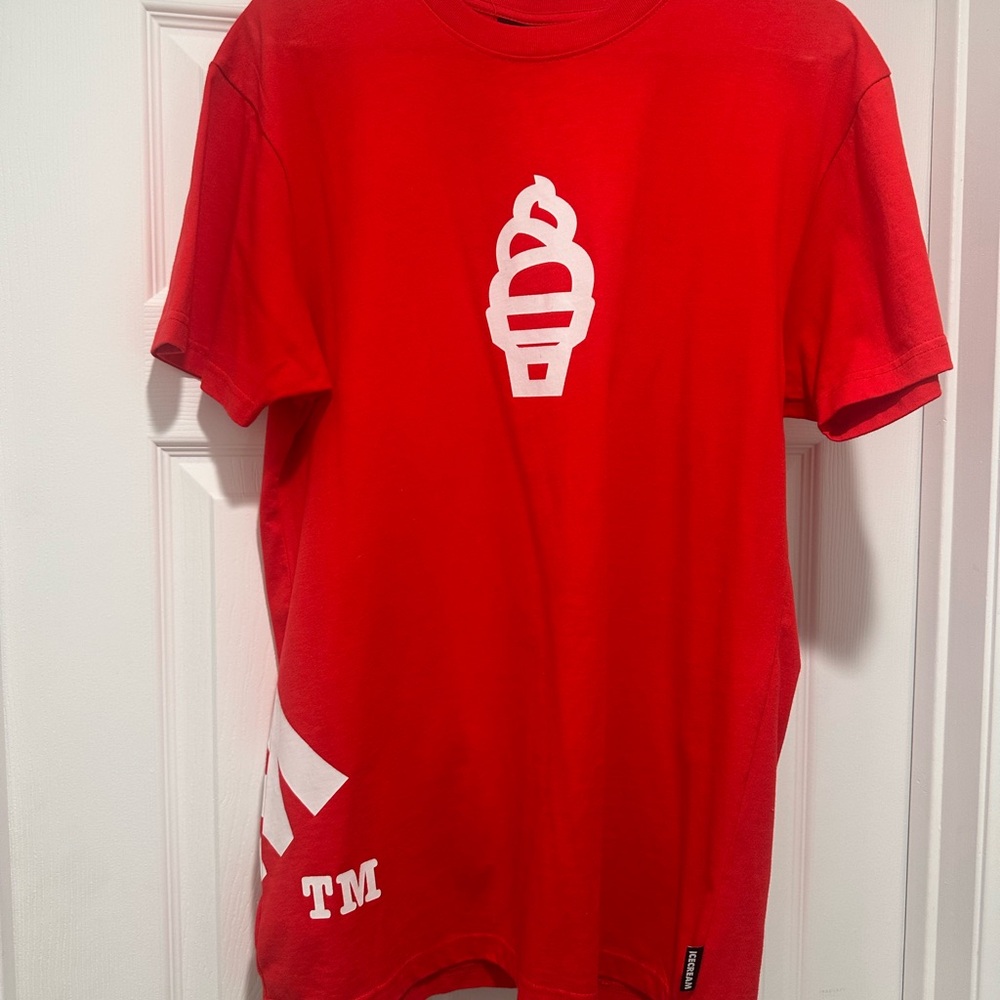 Icecream Red Tee with White Ice Cream Graphic